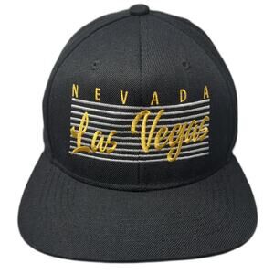 e by elidan Snapback Black OSFM Las Vegas Nevada Hat Gray Underbrim Flat Brim